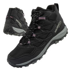 Buty sportowe damskie Merrell West Rim Sport Thermo wodoodporne. Czarne obuwie sportowe Merrell, ze skóry, przed kolano, trekkingowe. Za 289.00 zł.