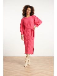 Smashed Lemon Sukienka dzianinowa w kolorze różowym rozmiar: L. Różowe sukienki Smashed Lemon, na co dzień, l, bez wzorów, z dzianiny, bez kołnierzyka, bez ramiączek, midi, proste. Za 165.99 zł.