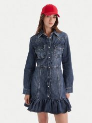 Tommy Jeans Sukienka jeansowa Western DW0DW21635 Niebieski Regular Fit. Niebieskie sukienki Tommy Jeans, xl, bez wzorów, z bawełny, bez kołnierzyka, bez ramiączek. Za 599.99 zł.