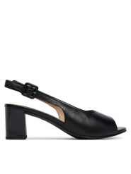 Caprice Sandały 9-28307-46 Czarny. Czarne sandały Caprice, bez wzorów, ze skóry, bez obcasa, na słupku, bez zapięcia. Za 221.99 zł.