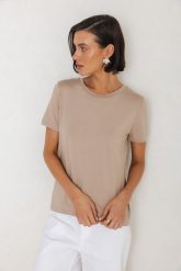 T-SHIRT ROMA MODAL TAUPE XS - Flawless. T-shirty Flawless, s, bez wzorów, z jeansu, bez kołnierzyka, bez ramiączek. Za 200.00 zł.