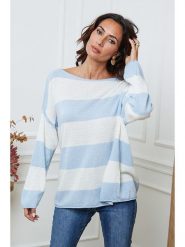 So Cachemire Sweter "Epi" w kolorze biało-błękitnym rozmiar: M. Białe swetry So Cachemire, m, bez wzorów, z kaszmiru, bez ramiączek. Za 201.08 zł.