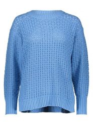 Vila Sweter w kolorze niebieskim rozmiar: L. Niebieskie swetry Vila, l, bez wzorów, bez ramiączek. Za 88.43 zł.