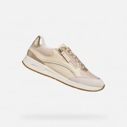 Buty GEOX D BULMYA Beżowy. Brązowe trekkingi Geox, z materiału, do biegania. Za 369.99 zł.