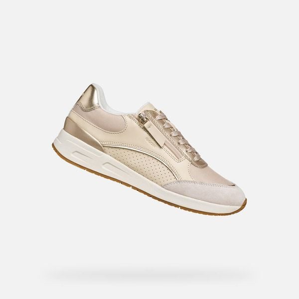 Buty GEOX D BULMYA Beżowy. Brązowe trekkingi Geox, z materiału, do biegania. Za 370.99 zł.