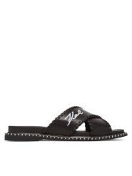 KARL LAGERFELD Klapki Kleo KL81372 Czarny. Czarne klapki KARL LAGERFELD, bez wzorów, ze skóry, bez obcasa. Za 419.99 zł.