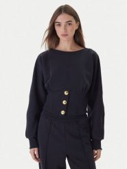 PINKO Bluza Mantovana 105612 A2TC Granatowy Regular Fit. Niebieskie bluzy Pinko, s, bez wzorów, z bawełny, bez kaptura. Za 1,109.00 zł.