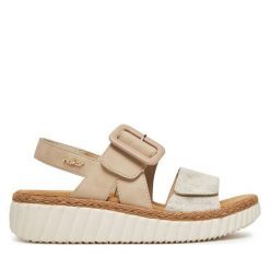 Sandały Rieker. Brązowe sandały Rieker, bez wzorów, bez obcasa, na płaskiej podeszwie, bez zapięcia. Za 319.99 zł.