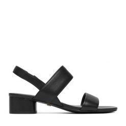 Sandały GINO ROSSI. Czarne sandały Gino Rossi, bez wzorów, bez obcasa, na słupku, bez zapięcia. Za 299.99 zł.