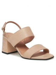 Pollini Sandały SA16106C0ITDP105 Beżowy. Brązowe sandały Pollini, bez wzorów, ze skóry, bez obcasa, na słupku, bez zapięcia. Za 1,589.00 zł.