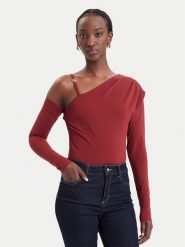 Guess Bluzka W6BP22 K6257 Bordowy Slim Fit. Czerwone bluzki Guess, m, z aplikacjami, z syntetyku, bez kołnierzyka, bez ramiączek. Za 294.99 zł.