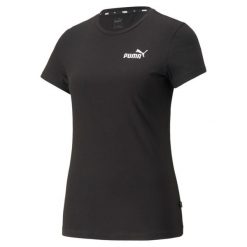 Koszulka fitens damska Puma ESS+ Embroidery Tee. Czarne bluzki Puma, s, bez wzorów, sportowe, bez kołnierzyka, bez ramiączek. W wyprzedaży za 101.65 zł.