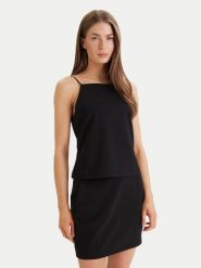 Calvin Klein Jeans Top Ponte LV044F206G Czarny Slim Fit. Czarne topy Calvin Klein Jeans, s, bez wzorów, z jeansu, bez kołnierzyka, bez ramiączek. Za 249.99 zł.