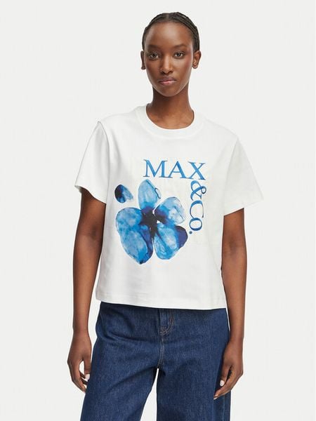 MAX&Co. T-Shirt 2616971034200 Biały Regular Fit. Białe t-shirty MAX&Co., l, bez wzorów, z bawełny, bez kołnierzyka, bez ramiączek. Za 343.99 zł.