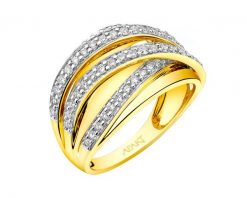 Pierścionek z żółtego złota z brylantami - 0,65 ct - próba 585. Żółte pierścionki Apart, z brylantem, złote. Za 9,990.00 zł.