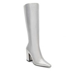 Kozaki Nine West. Szare kozaki Nine West, bez obcasa, na słupku, bez zapięcia. Za 230.99 zł.