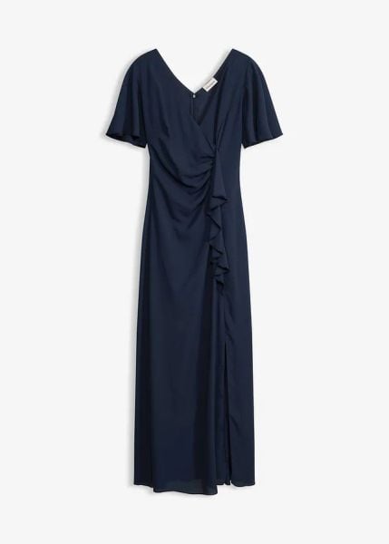 Sukienka wieczorowa. Niebieskie sukienki bonprix, bez wzorów, z satyny, wizytowe, bez kołnierzyka, bez ramiączek. Za 389.99 zł.