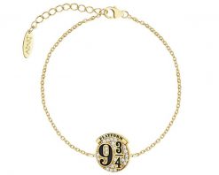 Bransoletka srebrna z cyrkoniami i emalią - Harry Potter, peron 9 i ¾, Warner Bros. Discovery. Szare bransoletki Apart, z cyrkonią, pozłacane. Za 239.00 zł.