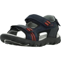 Sandały GEOX JR SANDAL STRADA A Niebieski. Niebieskie sandały Geox, bez wzorów, ze skóry, bez obcasa, bez zapięcia. Za 149.99 zł.