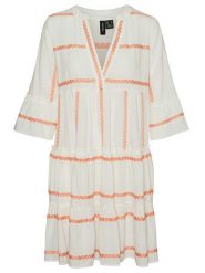Vero Moda Sukienka w kolorze kremowo-pomarańczowym rozmiar: M. Brązowe sukienki Vero Moda, m, bez wzorów, z bawełny, bez kołnierzyka, bez ramiączek, midi. Za 110.04 zł.