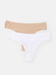 Bezszwowe stringi typu tanga 2 pack - biały. Białe stringi Sinsay, bez wzorów. Za 12.99 zł.