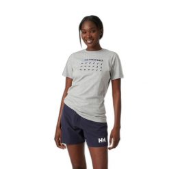Koszulka damska Helly Hansen Ocean Race. Szare koszulki sportowe Helly Hansen, bez wzorów, bez ramiączek, narciarskie. Za 215.00 zł.