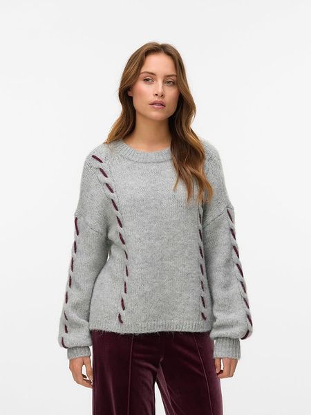 Vero Moda Sweter w kolorze szarym rozmiar: XL. Szare swetry Vero Moda, xl, z aplikacjami, z wełny, bez ramiączek. Za 144.58 zł.