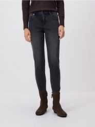 Jeansy slim fit mid rise - szary. Szare jeansy Reserved, bez wzorów. Za 99.99 zł.