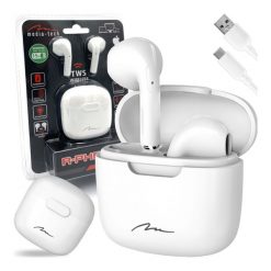 Słuchawki Douszne Bluetooth R-PHONES TWS MT3589W V2.0 białe z etui USB-C. Białe torby na laptopa Media-Tech, bez wzorów, matowe. Za 49.99 zł.