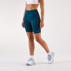 Legginsy do biegania krótkie damskie Kiprun Run 500 Comfort. Niebieskie legginsy KIPRUN, l, bez wzorów, z materiału, krótkie. Za 69.99 zł.