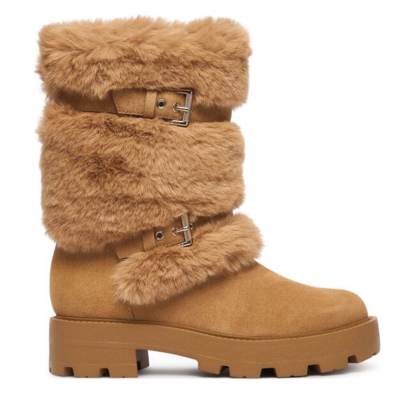 Botki Guess. Brązowe botki Guess, z aplikacjami, bez obcasa, na płaskiej podeszwie, bez zapięcia. Za 764.99 zł.