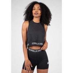 Colby Cropped Top bez rękawów - Czarny. Czarne topy GORILLA WEAR, m, bez wzorów, z materiału, bez kołnierzyka, bez ramiączek. Za 170.00 zł.