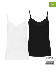 Sublevel Topy (2 szt.) w kolorze czarnym i białym rozmiar: XL. Białe topy Sublevel, xl, bez wzorów, z koronki, bez kołnierzyka, bez ramiączek. Za 74.95 zł.