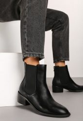Czarne Botki na Obcasie w Stylu Sztybletów z Elastyczną Gumką Aetaris. Czarne botki Born2be, bez wzorów, z jeansu, bez obcasa, na obcasie, bez zapięcia. Za 159.99 zł.