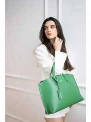 Victor & Hugo Paris Skórzana torebka "Livel" w kolorze zielonym - 45 x 31 x 12 cm rozmiar: onesize. Zielone torby na ramię Victor & Hugo Paris, bez wzorów, z materiału, przez ramię, bez dodatków. Za 326.99 zł.