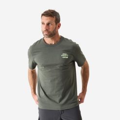 Koszulka wędkarska z krótkim rękawem Caperlan Szczupak. Brązowe bluzki CAPERLAN, m, bez wzorów, z bawełny, sportowe, bez kołnierzyka, bez ramiączek. Za 49.99 zł.