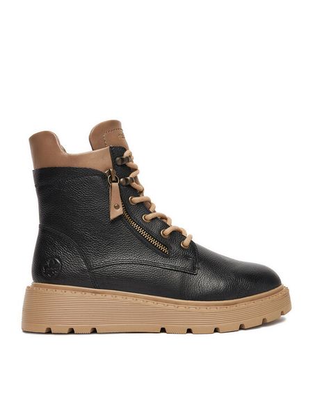 Rieker Trzewiki CEO-70406-00 Czarny. Czarne botki Rieker, bez wzorów, ze skóry, bez obcasa, na płaskiej podeszwie, bez zapięcia. Za 379.99 zł.