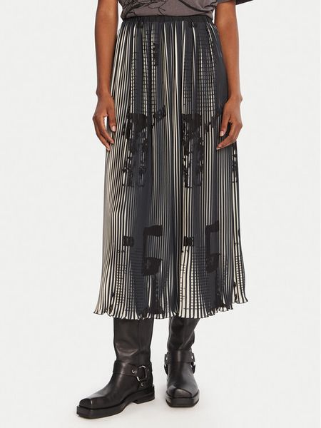 Desigual Spódnica plisowana Newspapers 25WWFW09 Czarny Regular Fit. Czarne spódnice Desigual, xl, bez wzorów, z syntetyku, plisowane. Za 489.99 zł.