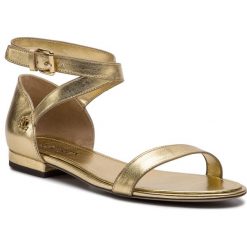 Sandały LAUREN RALPH LAUREN - Davison 802729699001 Rl Brown. Żółte sandały Lauren Ralph Lauren, bez wzorów, z materiału, bez obcasa, na obcasie, bez zapięcia. W wyprzedaży za 299.00 zł.