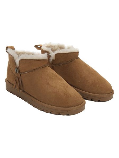ISLAND BOOT Botki zimowe "Ilonie" w kolorze jasnobrązowym rozmiar: 36. Brązowe botki Island Boot, na zimę, z aplikacjami, z materiału, z okrągłym noskiem, bez obcasa, bez zapięcia. Za 98.87 zł.