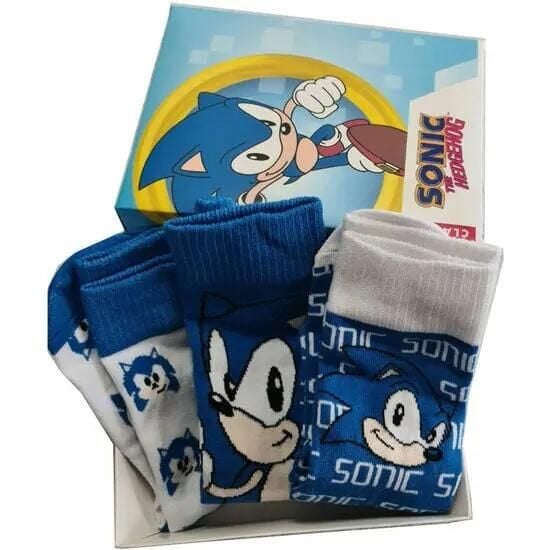 Skarpetki Sega Sonic The Hedgehog (x3). Niebieskie skarpety 100%, bez wzorów, z bawełny. Za 129.50 zł.