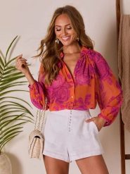 LA Angels Koszula w kolorze pomarańczowym rozmiar: M. Pomarańczowe koszule LA Angels, m, bez wzorów, bez kołnierzyka, bez ramiączek. Za 130.99 zł.