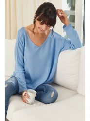 Milan Kiss Sweter w kolorze błękitnym rozmiar: M. Niebieskie swetry Milan Kiss, m, bez wzorów, z wełny, bez ramiączek. Za 180.95 zł.