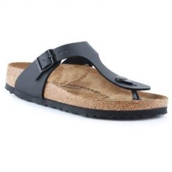Japonki damskie Birkenstock Gizeh Bf Black. Brązowe klapki Birkenstock, bez wzorów, z materiału, bez obcasa. Za 443.00 zł.