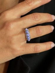 DIA DIAMONDS Pozłacany pierścionek z diamentami i tanzanitami rozmiar: 56. Niebieskie pierścionki DIA DIAMONDS, z diamentem, pozłacane. Za 460.12 zł.