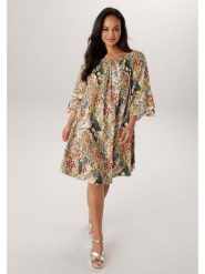 Aniston Sukienka w kolorze beżowym ze wzorem rozmiar: 52. Brązowe sukienki Aniston, bez wzorów, z wiskozy, bez kołnierzyka, bez ramiączek, midi. Za 217.99 zł.