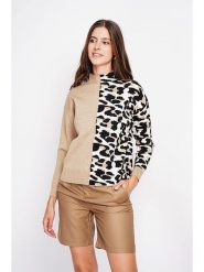 ASSUILI Sweter w kolorze czarno-beżowo-białym rozmiar: 40. Białe swetry Assuili, bez wzorów, bez ramiączek. Za 113.99 zł.