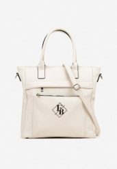 Beżowa Torebka Typu Shopper z Paskiem Crossbody Zdobiona Aplikacją Idaniela. Brązowe shopper Renee, z aplikacjami, z jeansu, na ramię, zdobione, bez dodatków. Za 109.99 zł.