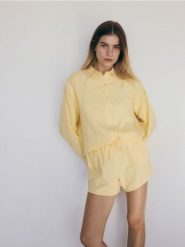 Dwuczęściowa piżama - żółty. Żółte piżamy Reserved, bez wzorów, z bawełny, bez ramiączek. W wyprzedaży za 65.99 zł.