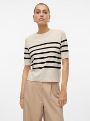 Vero Moda Sweter w kolorze kremowo-czarnym rozmiar: XL. Brązowe swetry Vero Moda, xl, bez wzorów, ze splotem, bez ramiączek. Za 69.99 zł.